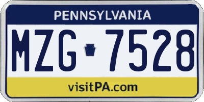 PA license plate MZG7528