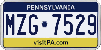 PA license plate MZG7529