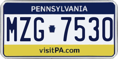 PA license plate MZG7530