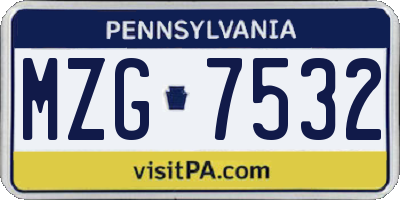PA license plate MZG7532