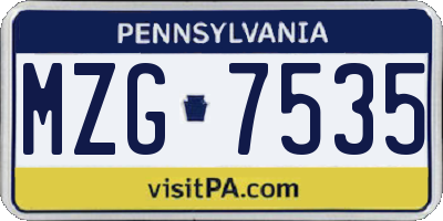 PA license plate MZG7535