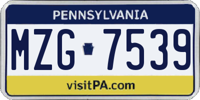 PA license plate MZG7539