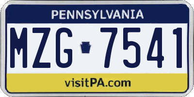 PA license plate MZG7541