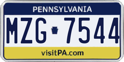 PA license plate MZG7544