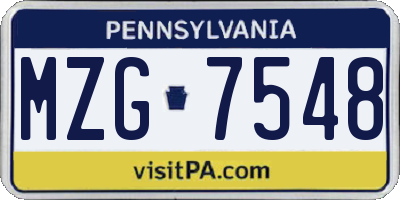 PA license plate MZG7548