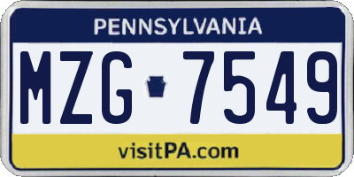PA license plate MZG7549
