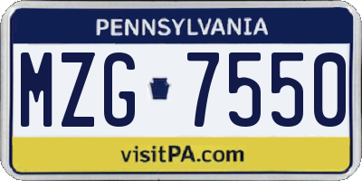 PA license plate MZG7550