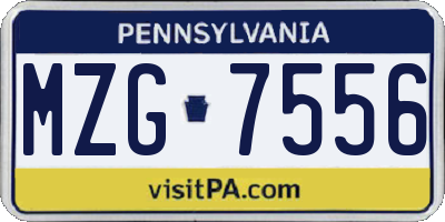 PA license plate MZG7556