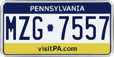 PA license plate MZG7557