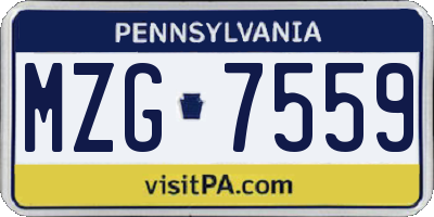 PA license plate MZG7559