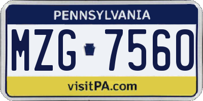 PA license plate MZG7560