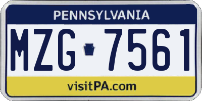 PA license plate MZG7561