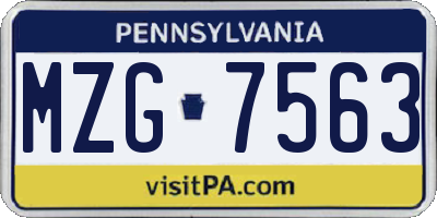 PA license plate MZG7563