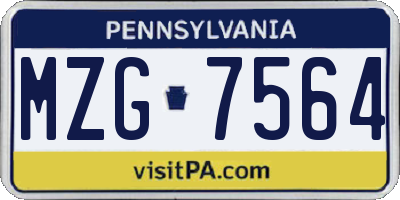 PA license plate MZG7564