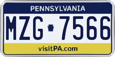 PA license plate MZG7566