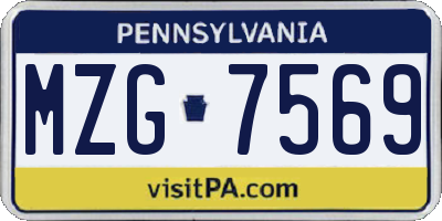 PA license plate MZG7569