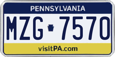 PA license plate MZG7570