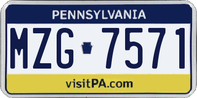 PA license plate MZG7571