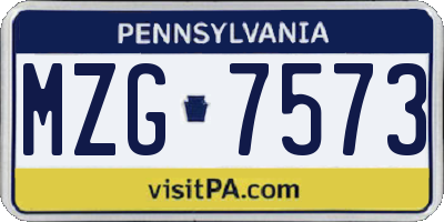 PA license plate MZG7573