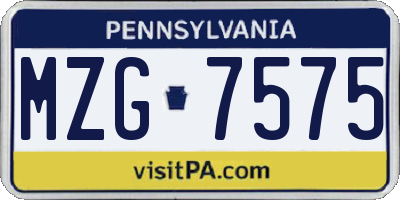 PA license plate MZG7575