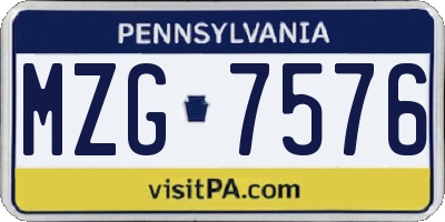 PA license plate MZG7576
