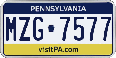 PA license plate MZG7577