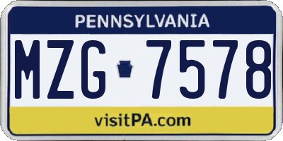 PA license plate MZG7578