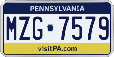 PA license plate MZG7579