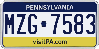 PA license plate MZG7583