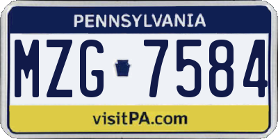 PA license plate MZG7584