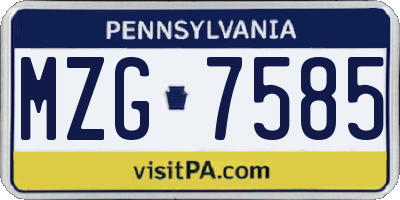 PA license plate MZG7585