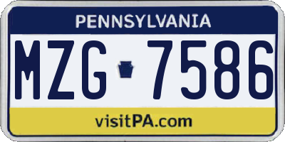 PA license plate MZG7586