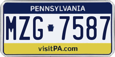 PA license plate MZG7587