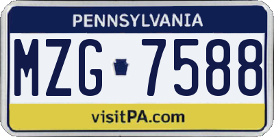 PA license plate MZG7588
