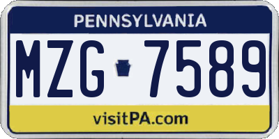 PA license plate MZG7589
