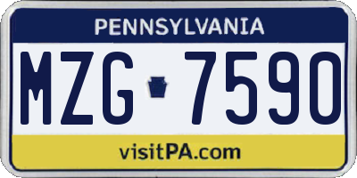 PA license plate MZG7590