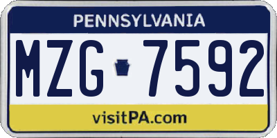 PA license plate MZG7592