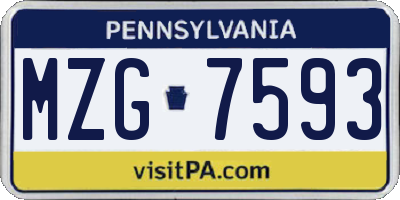 PA license plate MZG7593