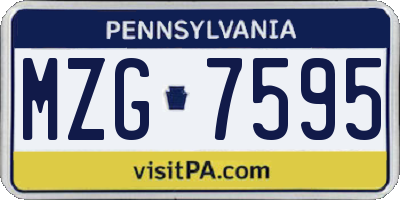 PA license plate MZG7595