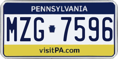 PA license plate MZG7596