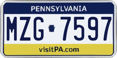 PA license plate MZG7597