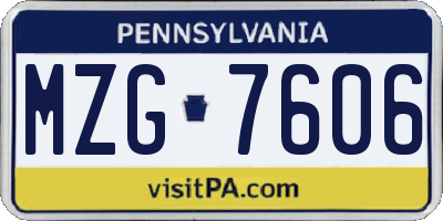 PA license plate MZG7606