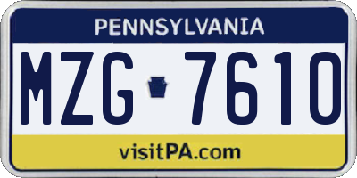PA license plate MZG7610