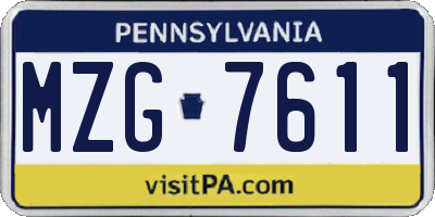PA license plate MZG7611