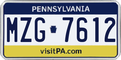 PA license plate MZG7612