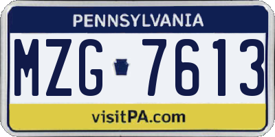 PA license plate MZG7613