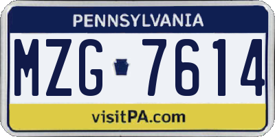 PA license plate MZG7614