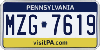 PA license plate MZG7619