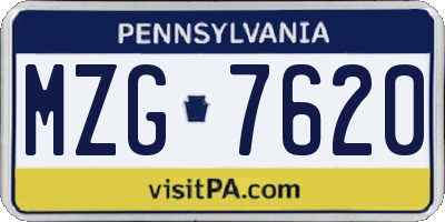 PA license plate MZG7620
