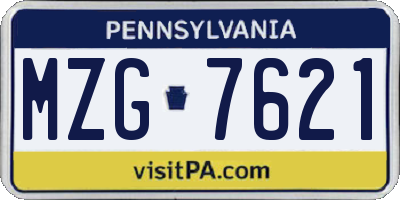 PA license plate MZG7621